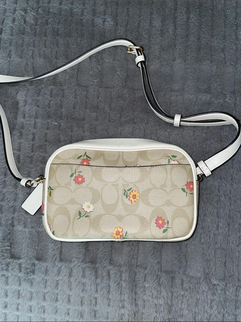 Coach Neutral Floral Signature Crossbody with White Trim